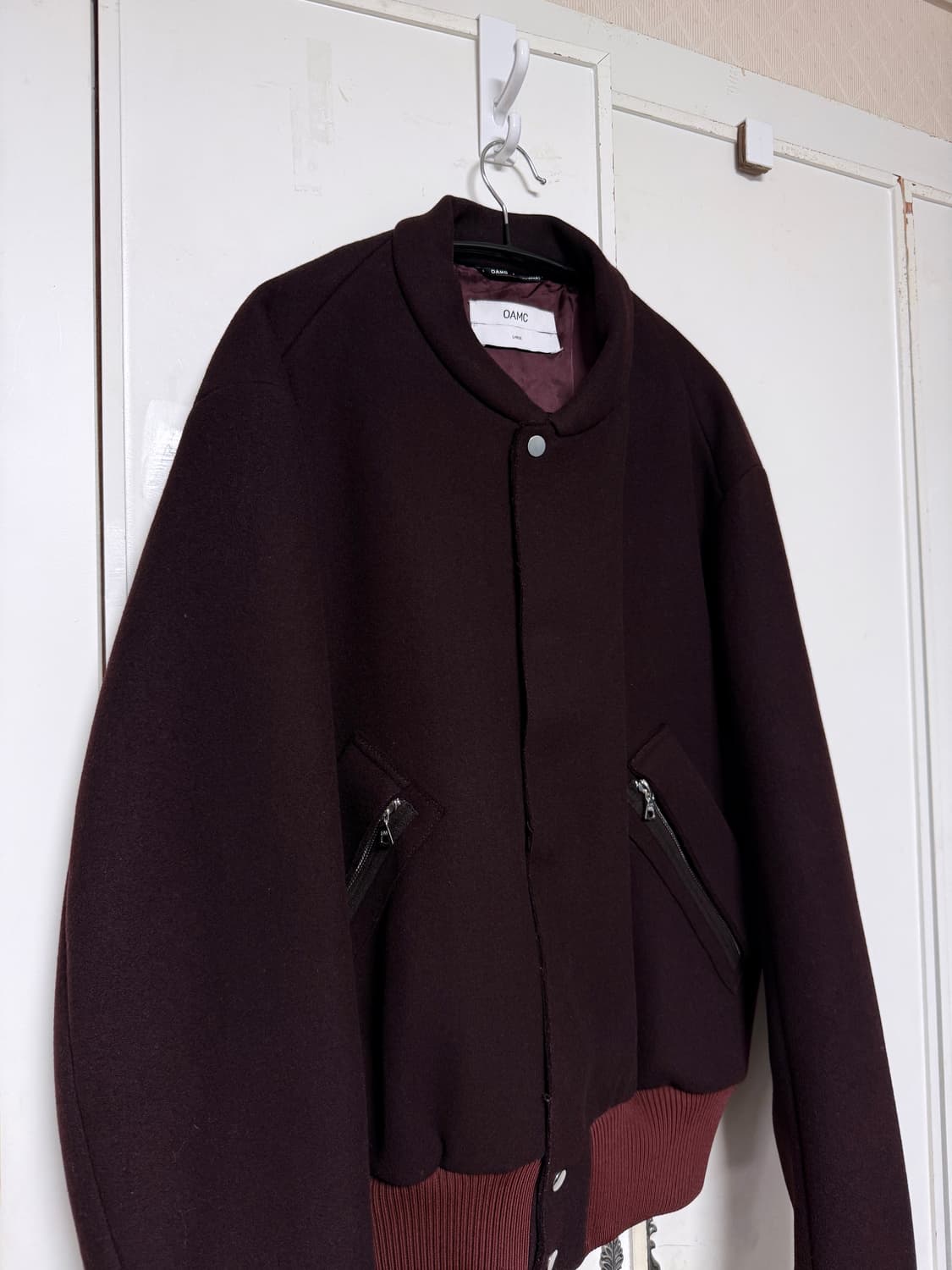 OAMC 밴드 카라 펠트 울 블루종 와인 L 상품이미지4