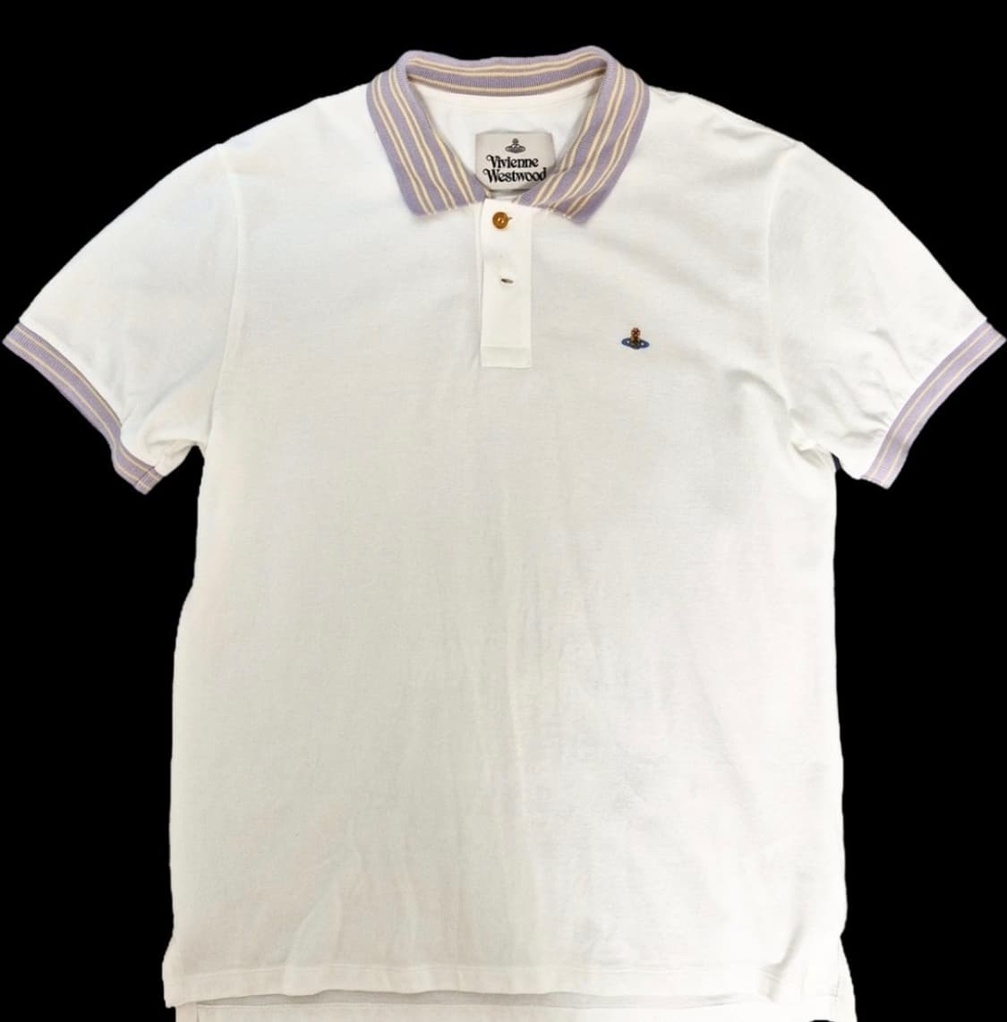 비비안 웨스트우드 오브 로고 폴로 스트라이프 칼라 화이트 상품이미지2