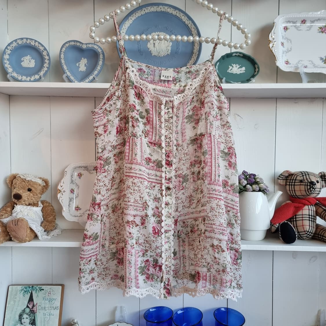 axes femme(악세즈 팜) 장미 플라워 레이스 나시 튜닉 상품이미지1