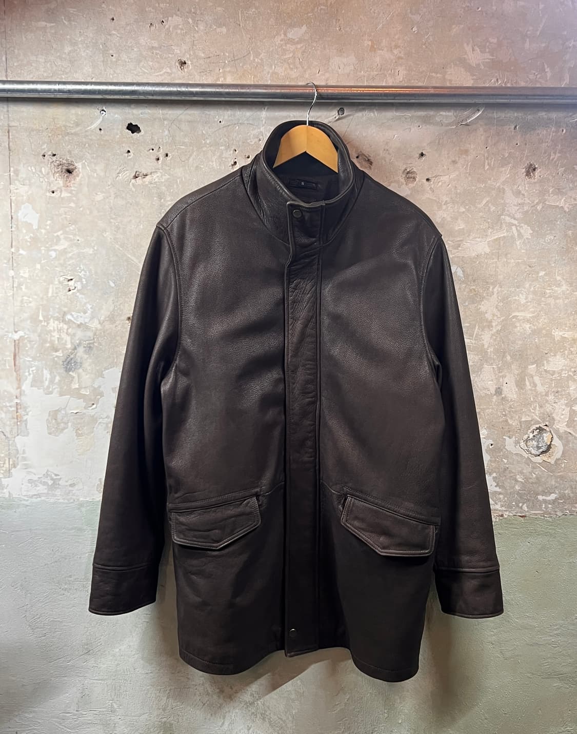 [Vintage] 런던 빈티지 리얼 레더 스탠드 칼라 하프 자켓 (S) 상품이미지1