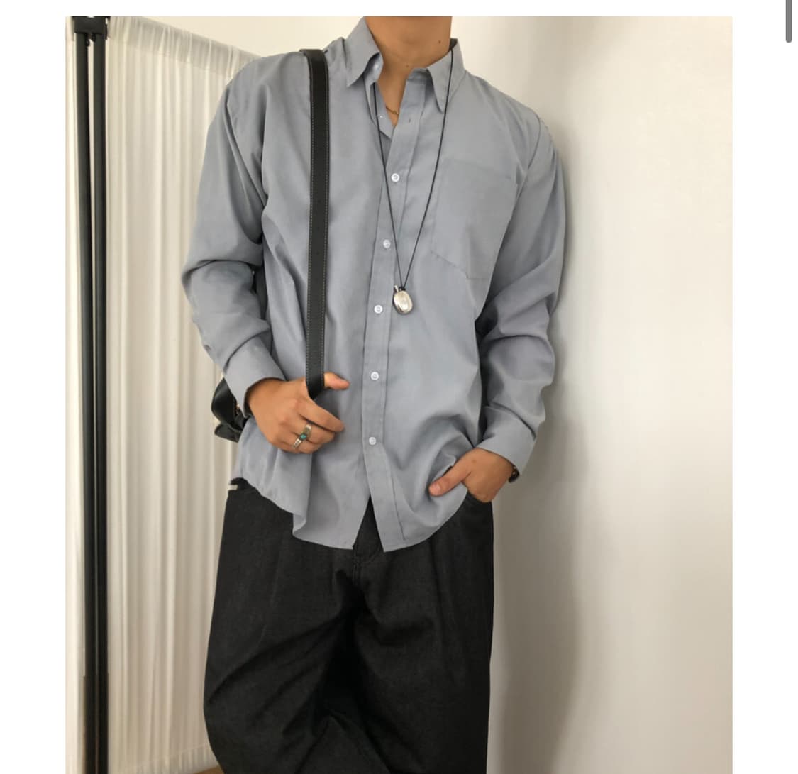 새상품 그레이블루 스웨이드 셔츠 L(100) 상품이미지1