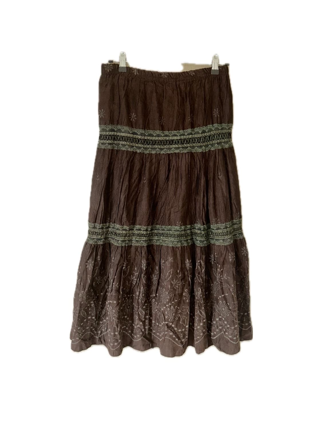 빈티지 모리걸 페어리 브라운 레이스 캉캉 롱스커트 상품이미지1