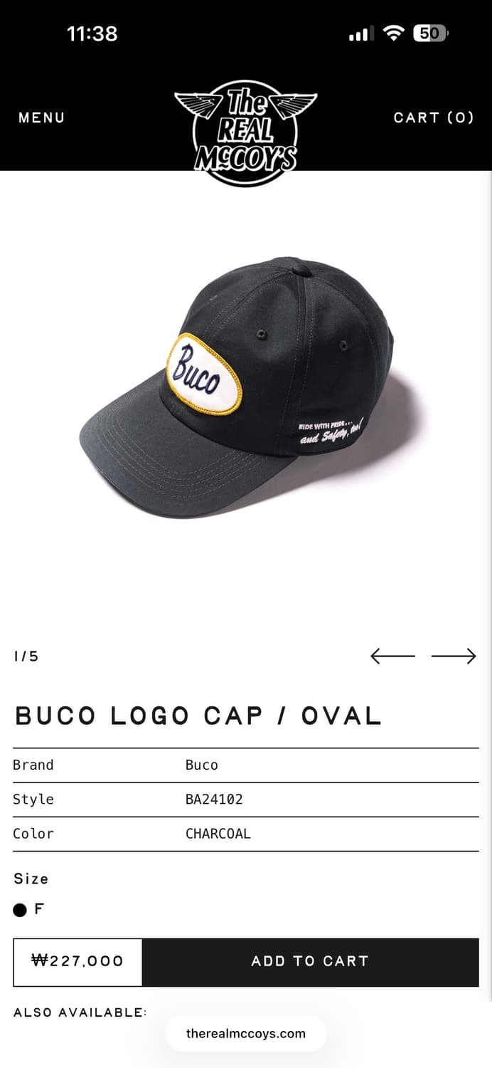 리얼맥코이 부코 캡 차콜색상 판매합니다. 상품이미지6