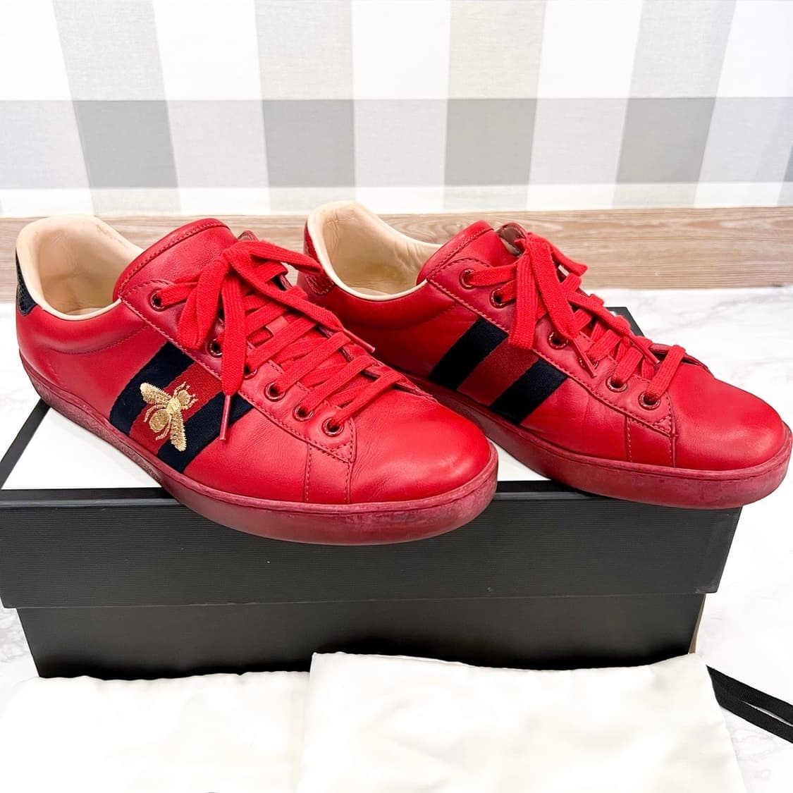 [UK8] 구찌 에이스 꿀벌 스니커즈 레드 상품이미지5