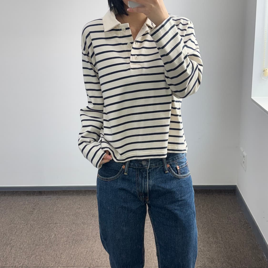 Cos 코스 네이비 스트라이프 롱슬리브 카라티 상품이미지1