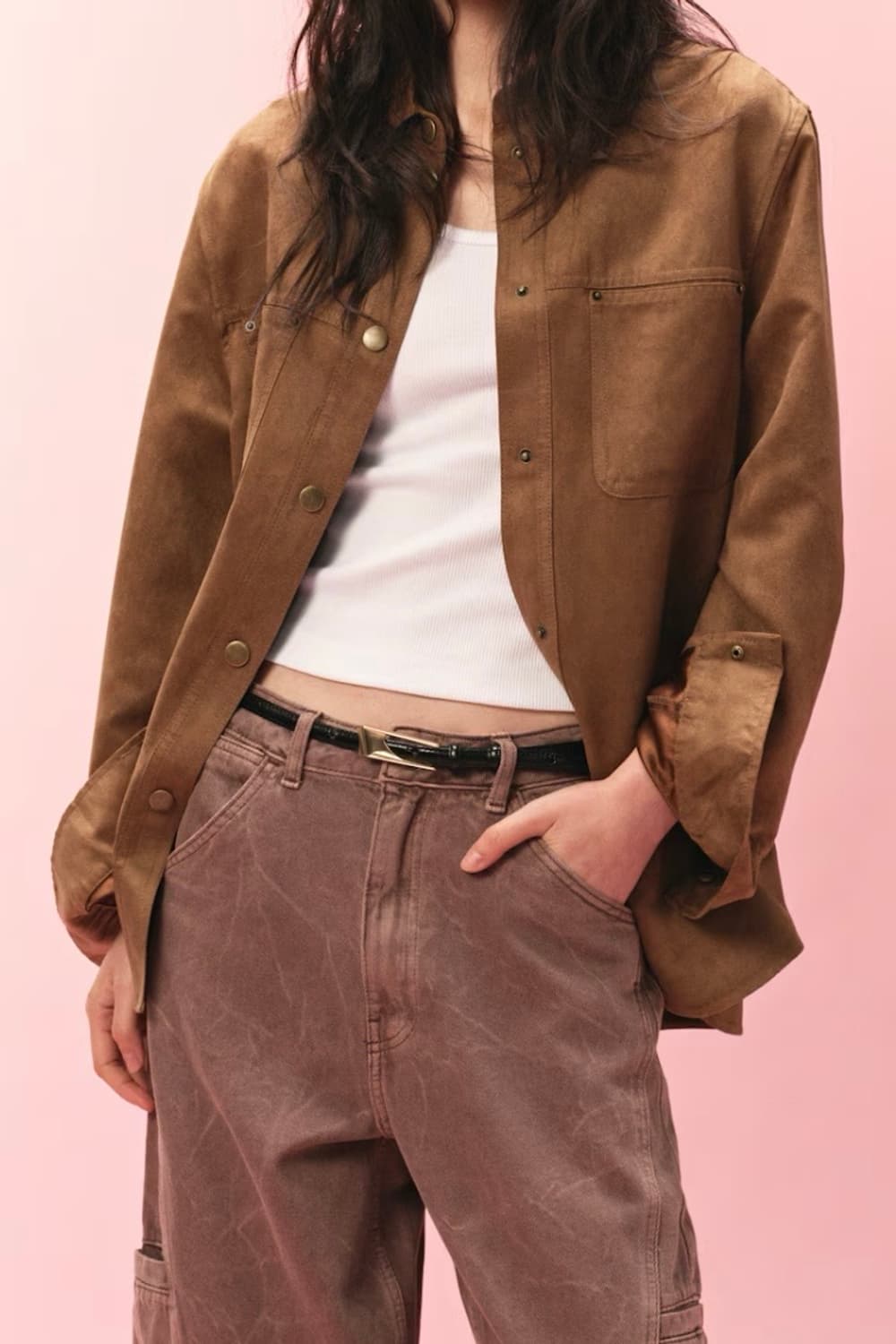 H&M 스웨이드 셔츠 상품이미지2