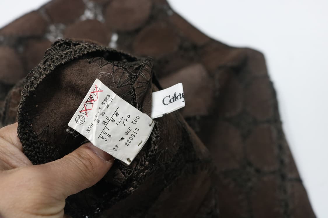 Caldcattle 빈티지 브라운 패치워크 리얼 레더 크로쉐 베스트 상품이미지10