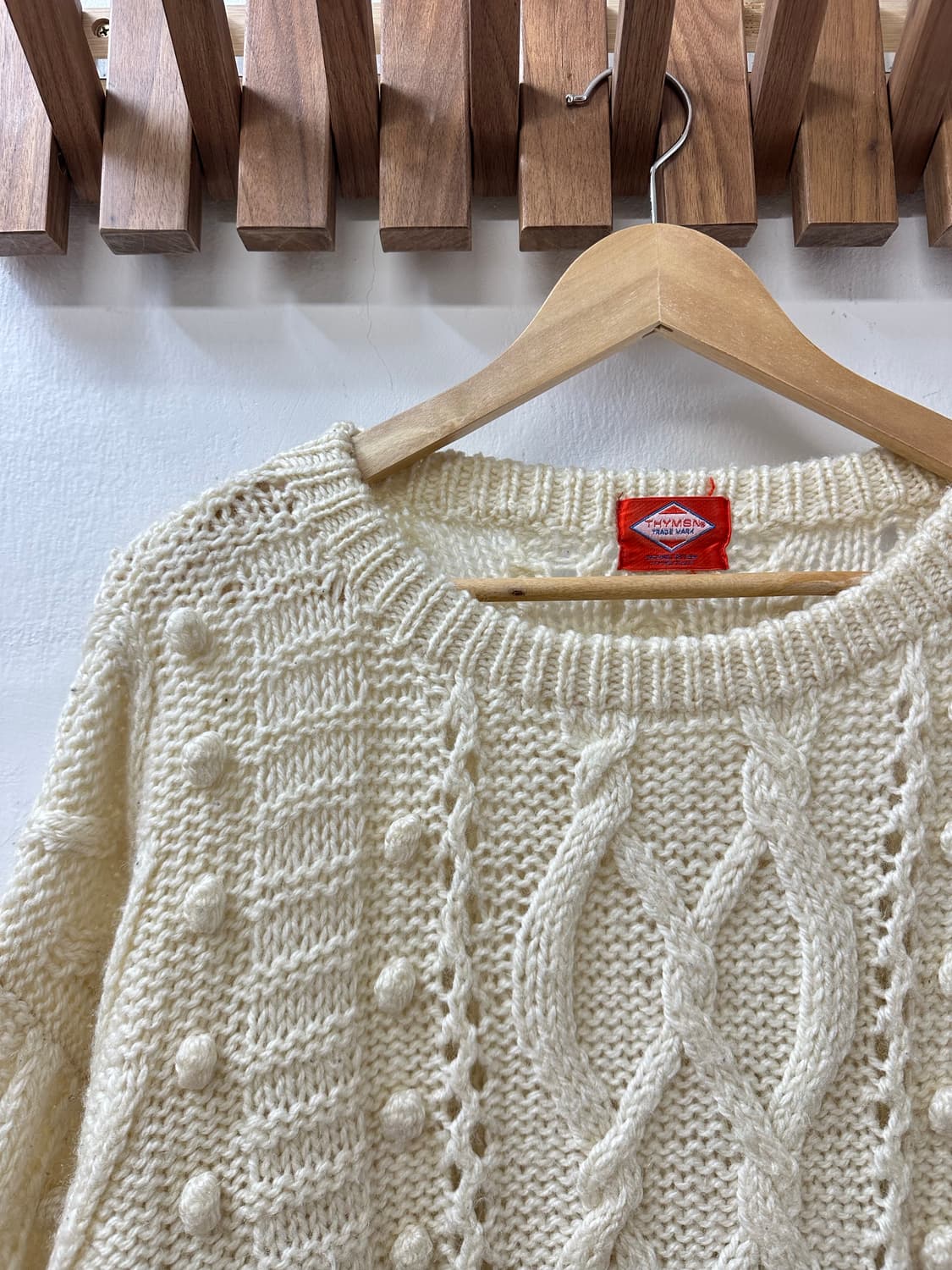 일본빈티지 방울 폼폼이 케이블 디테일 스웨터 니트 상품이미지4