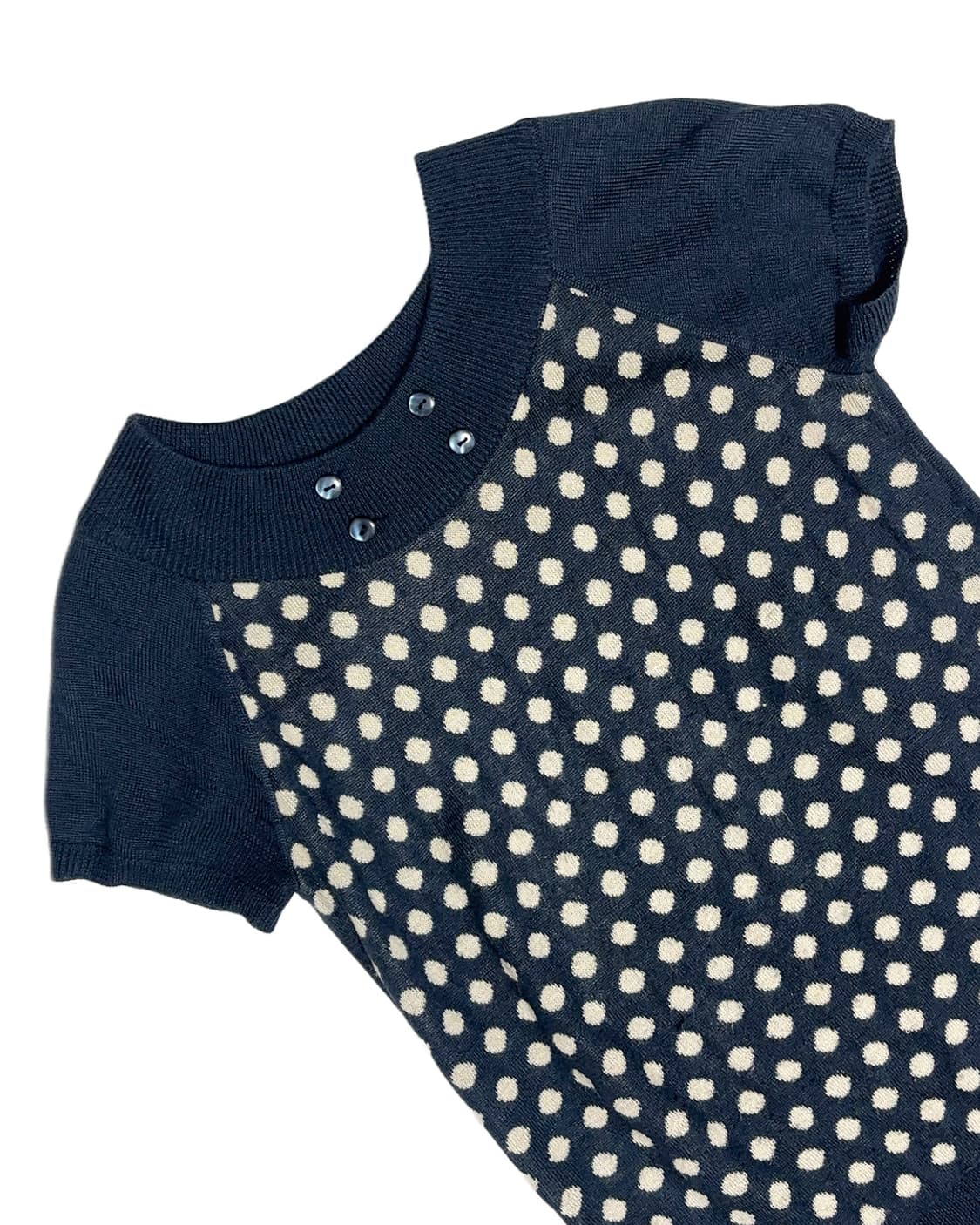 코에티 땡땡이 버튼 포인트 반팔 풀오버 상품이미지3