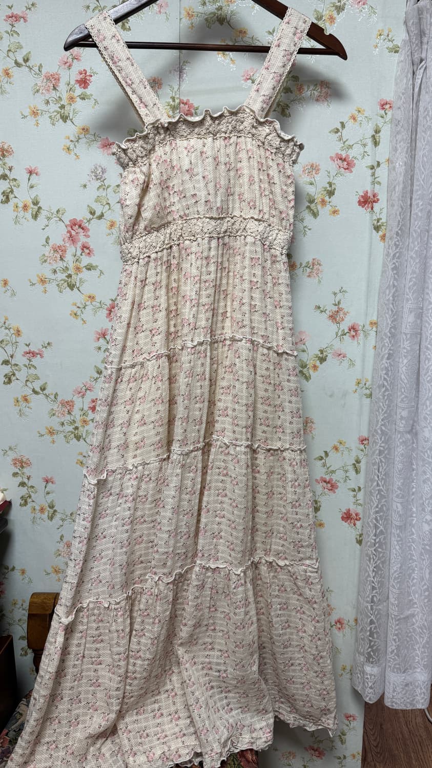 빈티지 플라워 슬리브리스 롱 원피스 상품이미지2