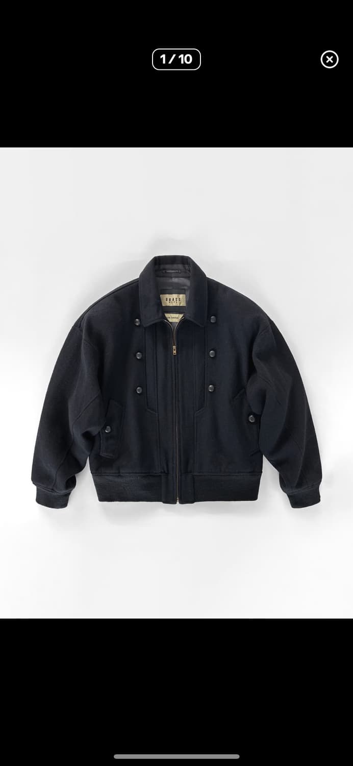 80-90‘s GRASS 헤링본 울 봄버 자켓 블루종 상품이미지1