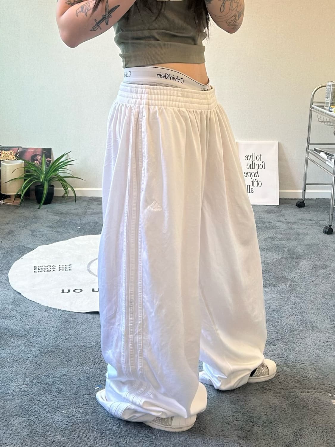 90s ADIDAS 올드스쿨 화이트 져지트랙팬츠 상품이미지1