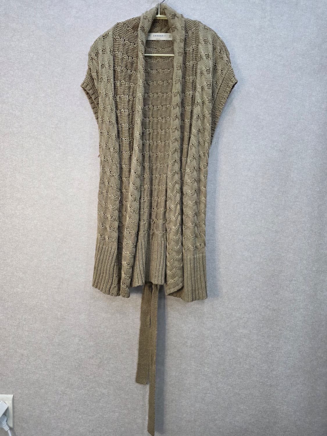 ZARA KNIT 케이블 롱 니트 베스트 가디건 상품이미지1