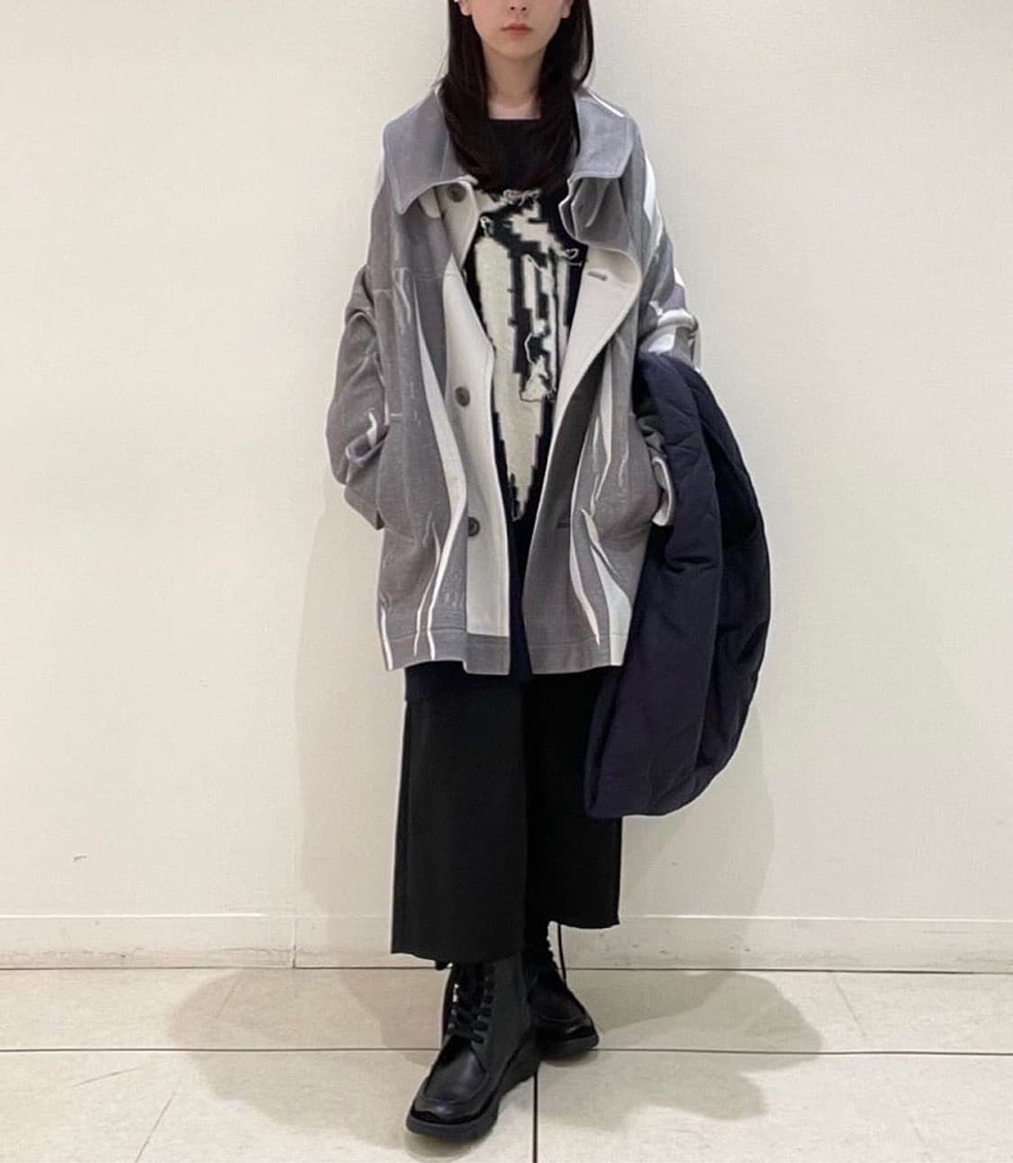 (정품/새상품) Y's 요지 야마모토 여성 그레이 오버핏 싱글 코트 상품이미지5