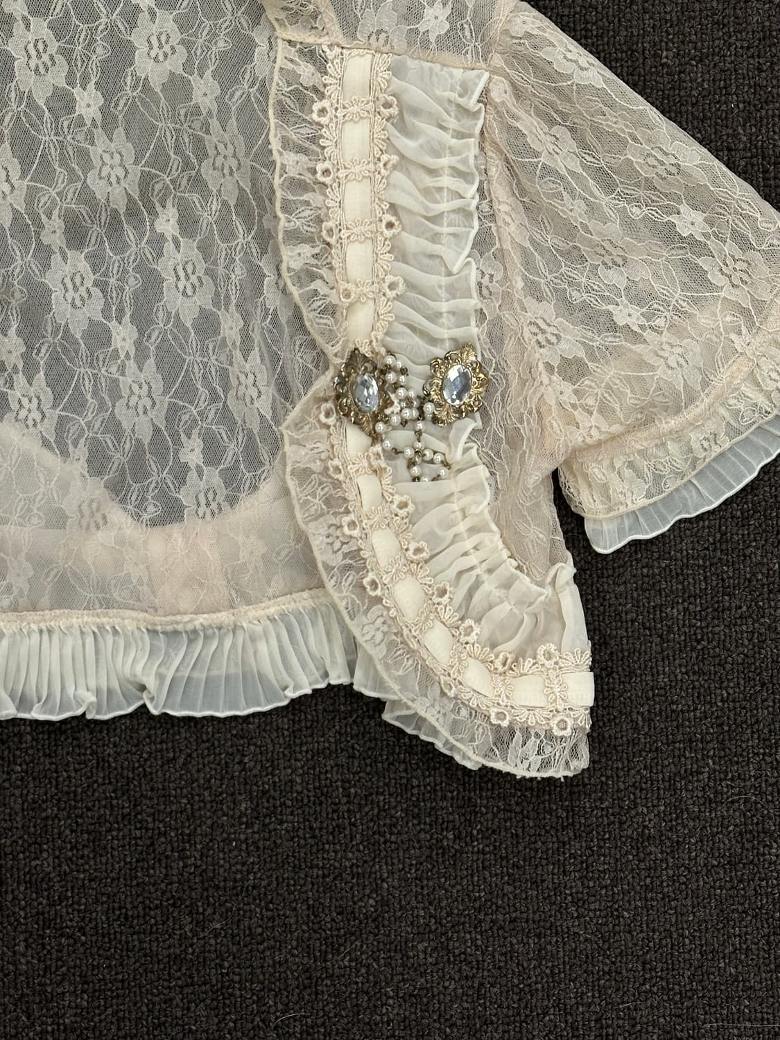 M)Axes Femme 빈티지 여성 레이스 크롭 볼레로 가디건 상품이미지2