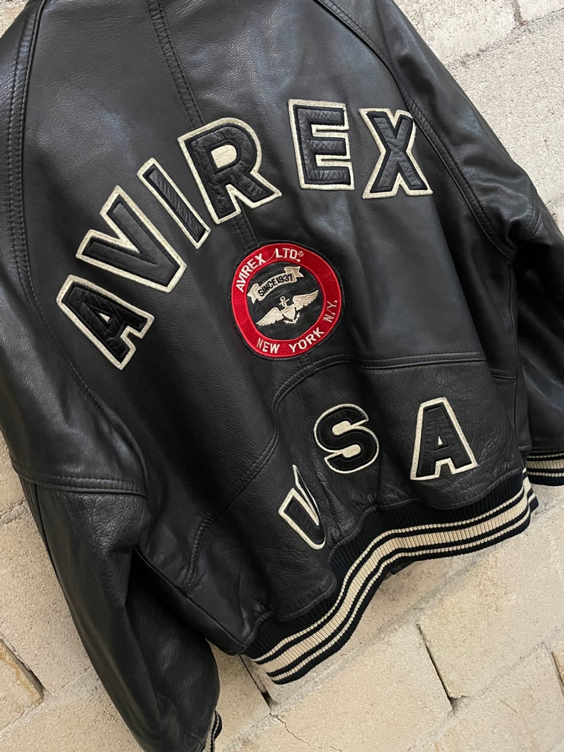 90s 아비렉스 레더 바시티 자켓  상품이미지2