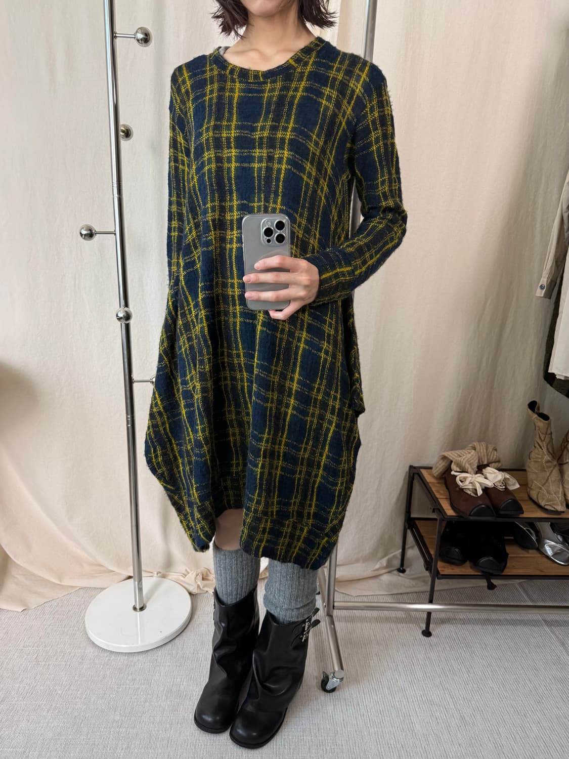 Zucca 체크 울 원피스 상품이미지1