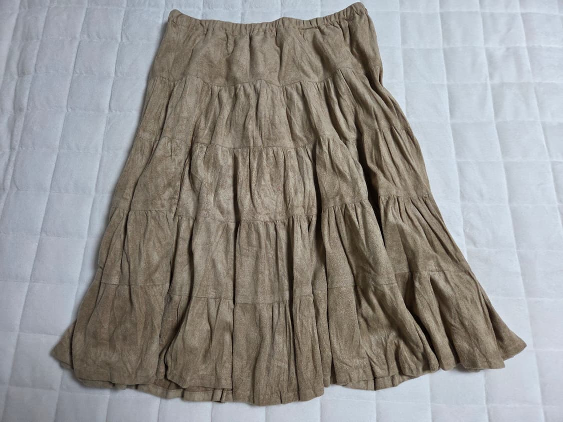 모리 빈티지 면스웨이드 풀밴딩 미디스커트 치마 상품이미지1