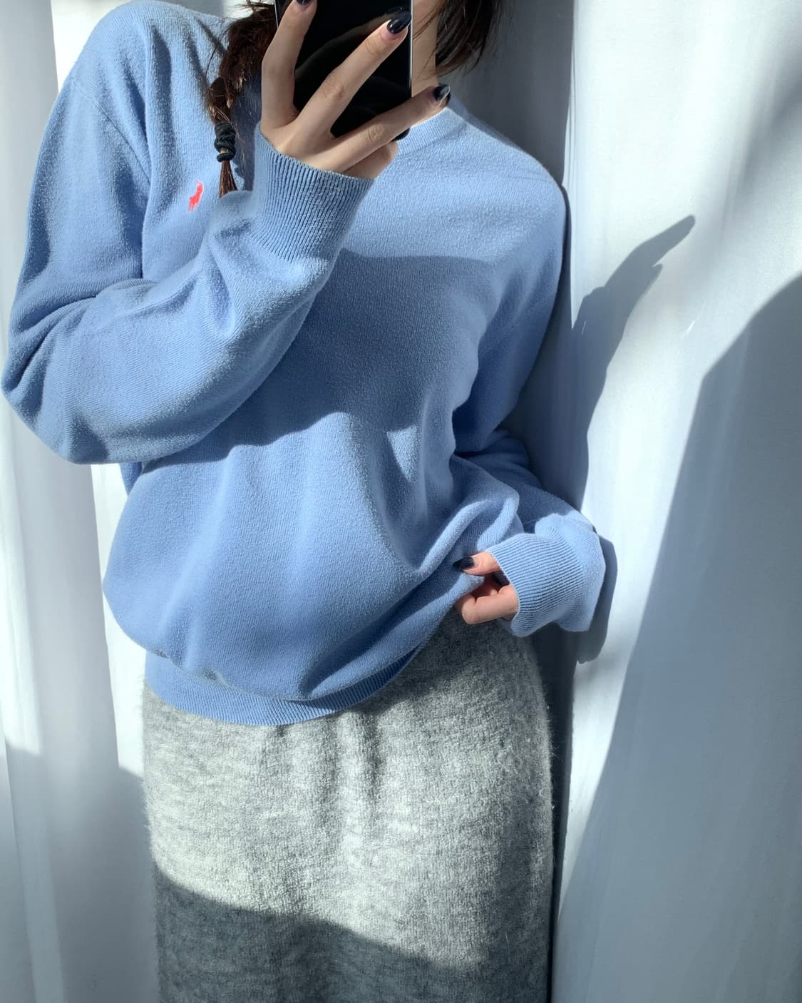 Polo 폴로 랄프로렌 골프 피마코튼 스카이블루 브이넥 니트 상품이미지1