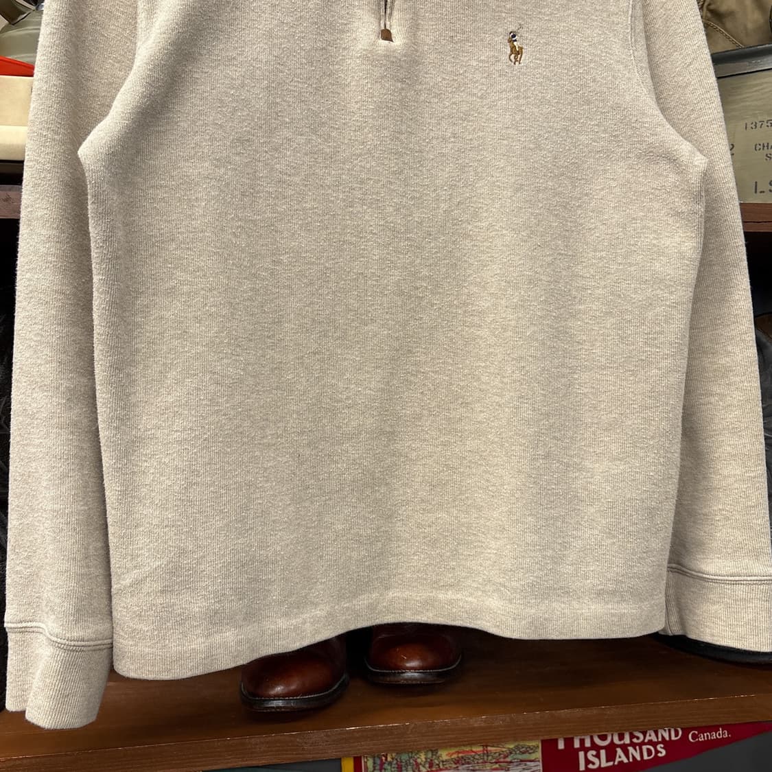 신형라벨 폴로 랄프로렌 파인립 코튼 하프집업 니트 스웨터 베이지 N985 상품이미지4