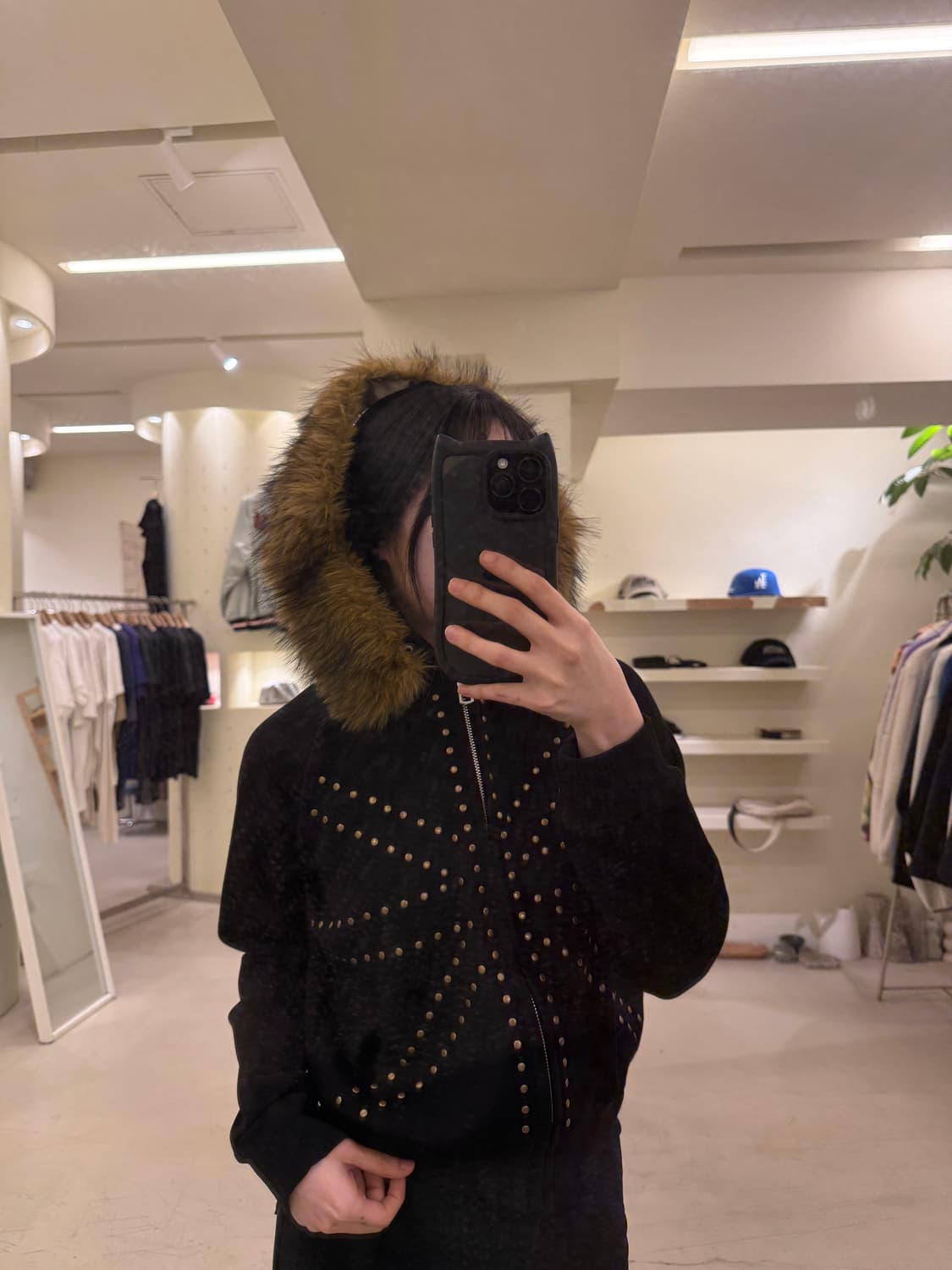  Y2K 빈티지 도트 울프죠 후드 집업  U5 상품이미지2