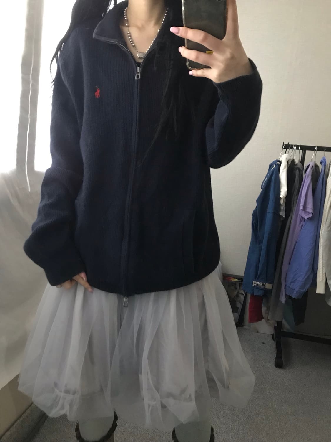 폴로 네이비 와플 집업 상품이미지2