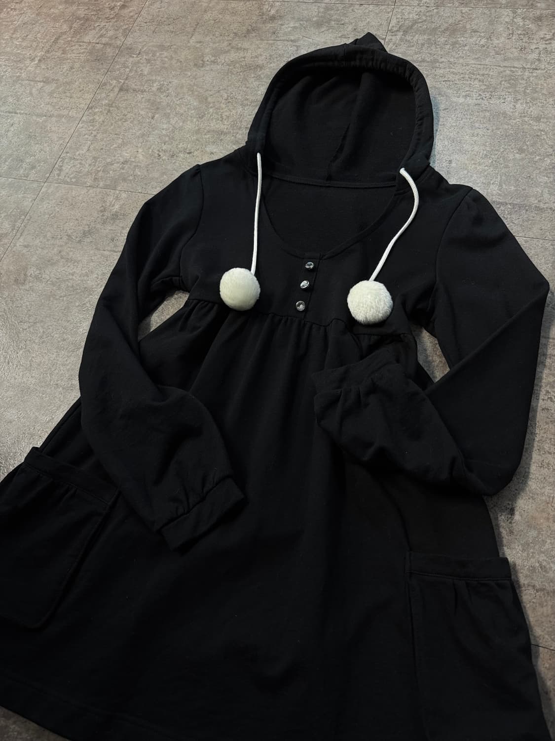 버튼 넥 폼폼 원피스 리본 프릴 슬리브리스 2pcs SET 상품이미지7