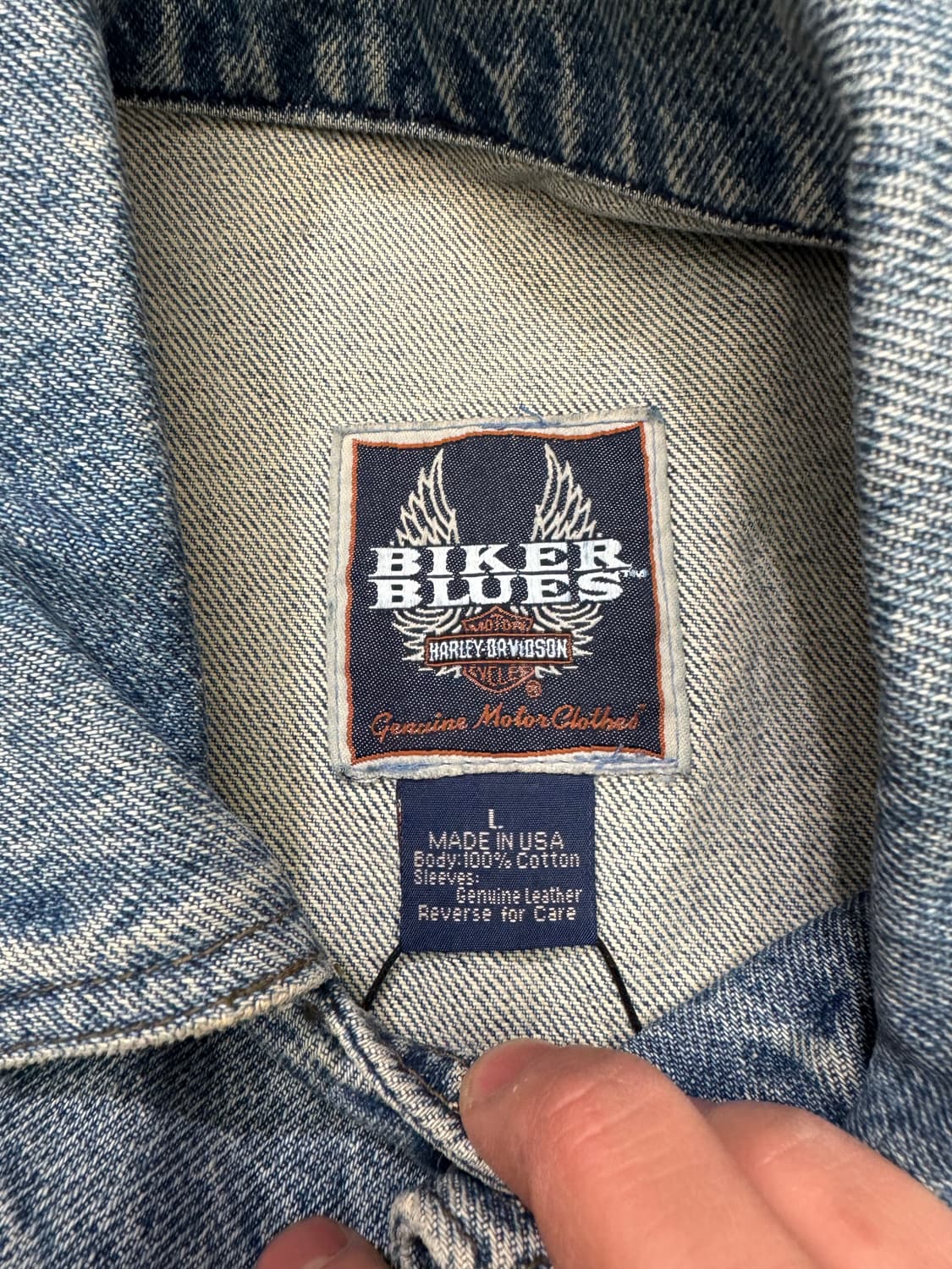 L)할리데이비슨 BIKER BLUES 빈티지 레더 데님자켓 상품이미지5