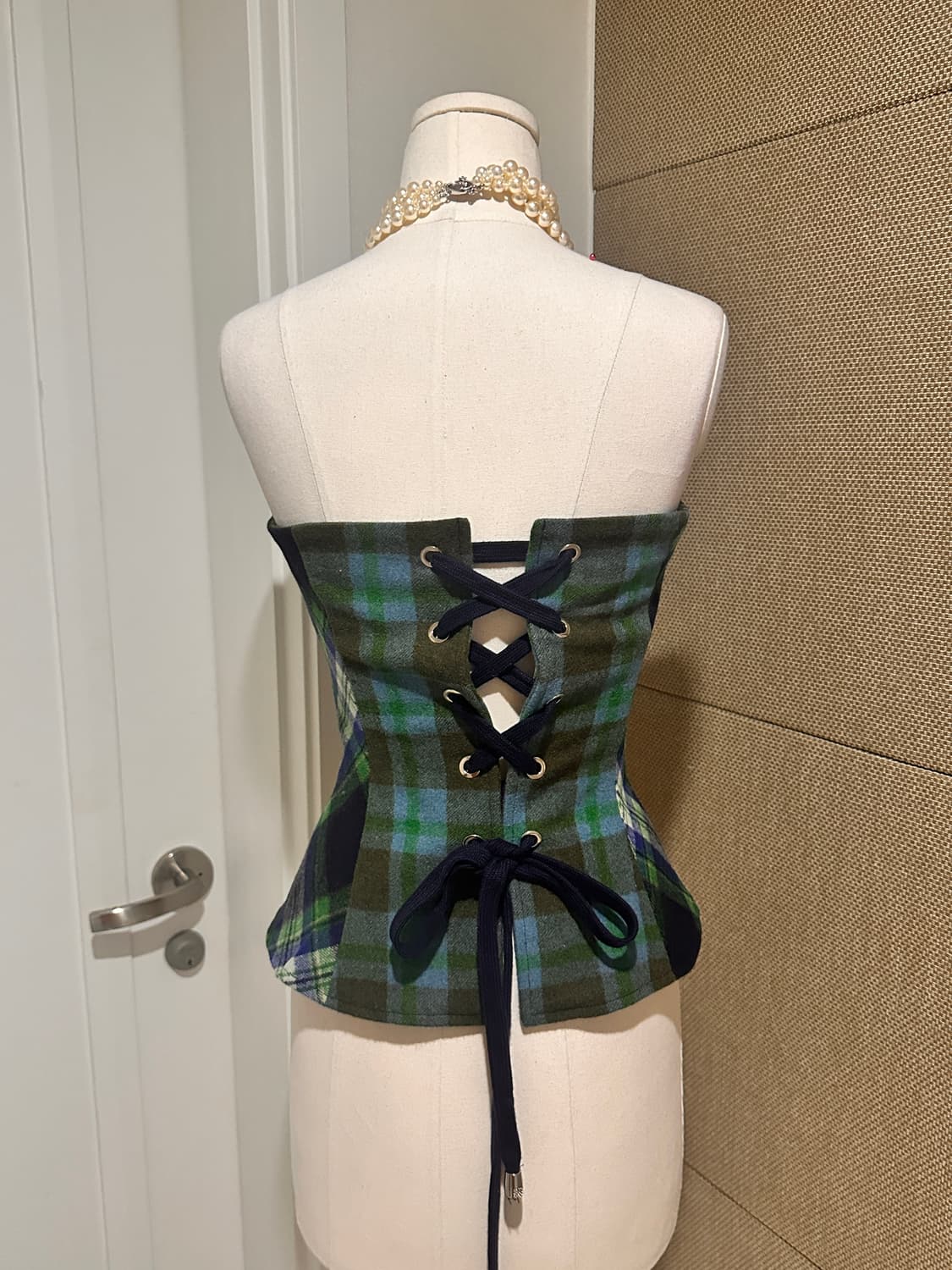 (세트)체크무늬 코르셋탑치마 투피스 상품이미지2