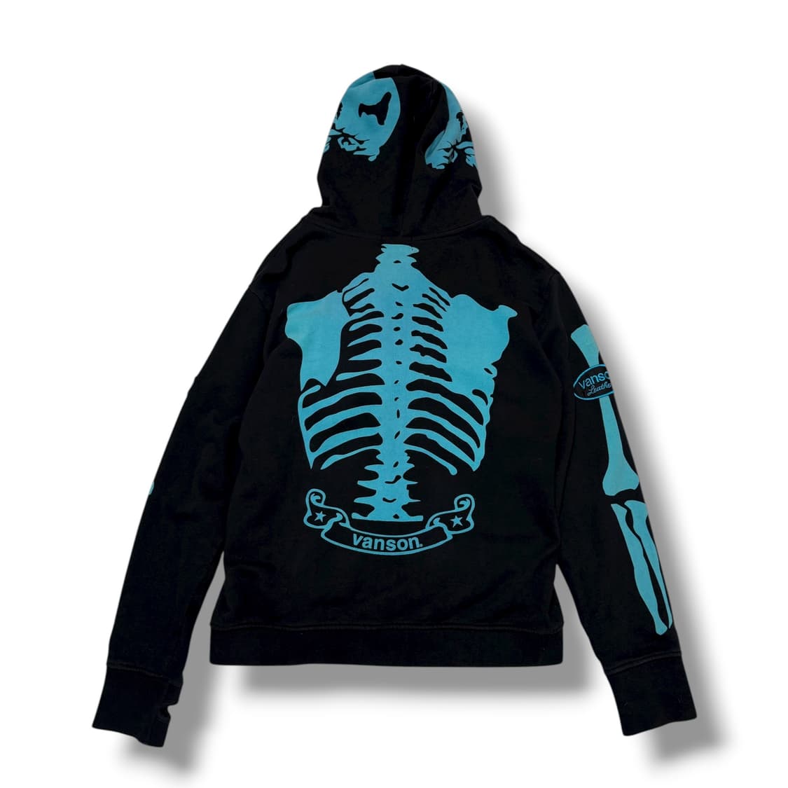 밴슨 레더 블랙 민트 워머 본 스켈레톤 후드집업 상품이미지2