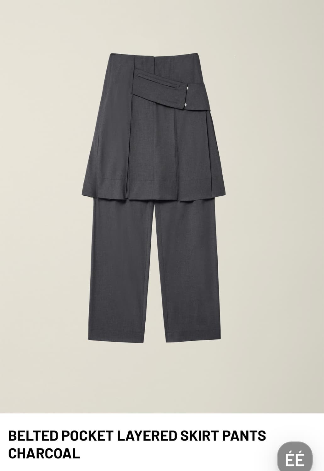 BELTED POCKET LAYERED SKIRT PANTS CHARCO 상품이미지1