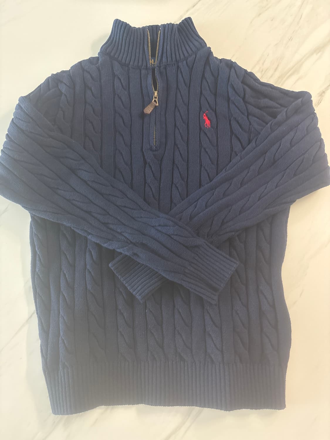 폴로 랄프로렌 꽈배기 반집업 니트 팝니다 상품이미지1