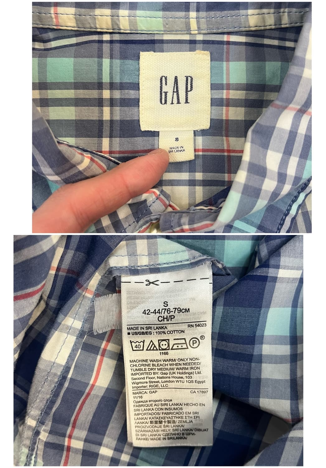 갭 체크 포켓 셔츠 블루 S #csz3971 상품이미지3