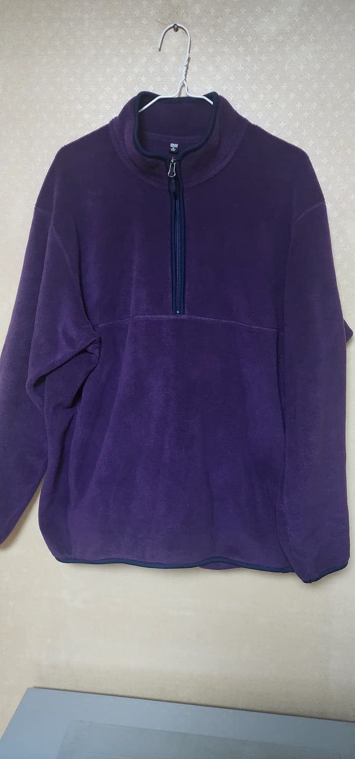 유니클로 남성 퍼플 플리스 하프 맨투맨 XL 상태최상 상품이미지1