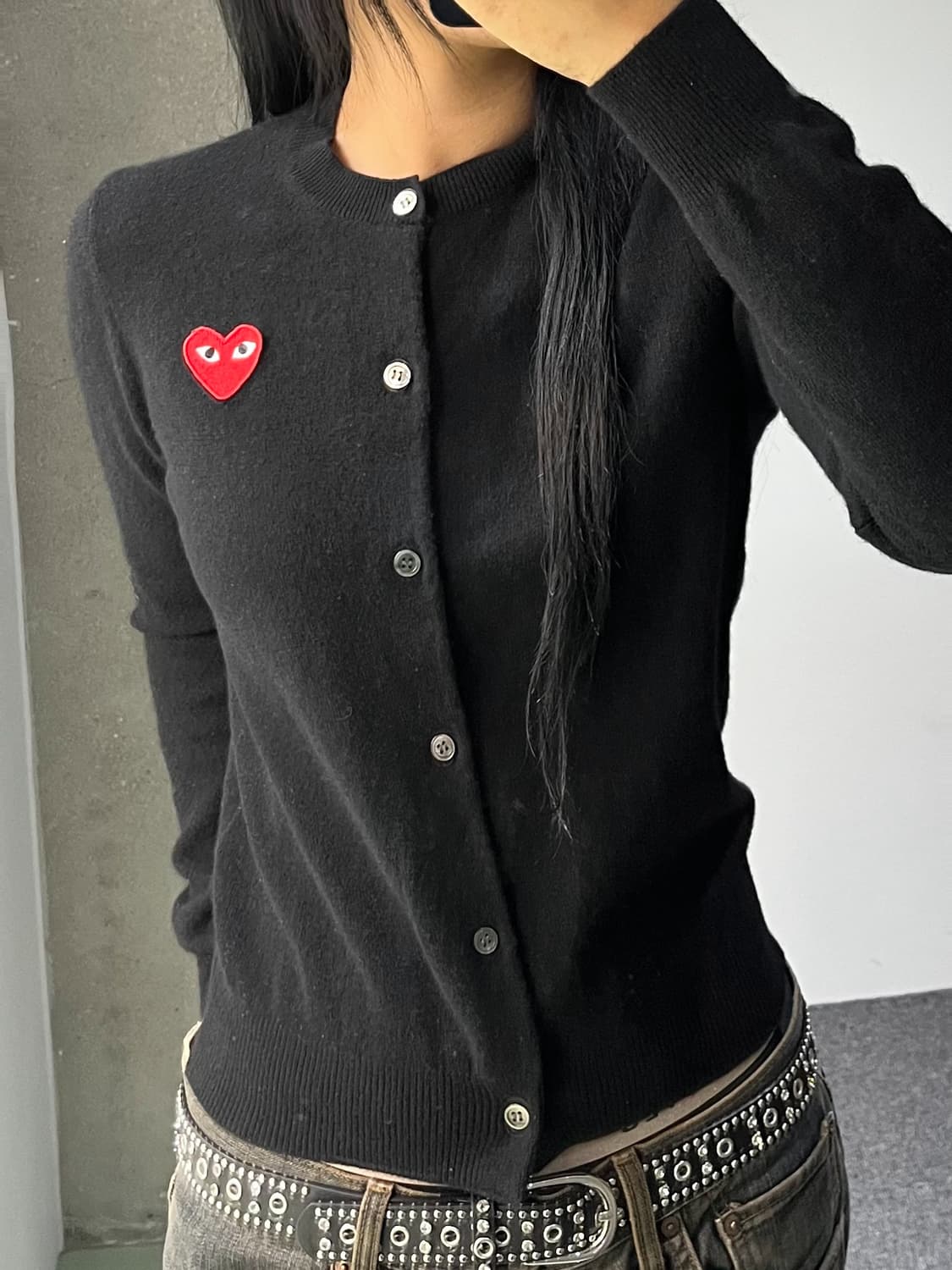 꼼데가르송 레드 하트 울 가디건 상품이미지2