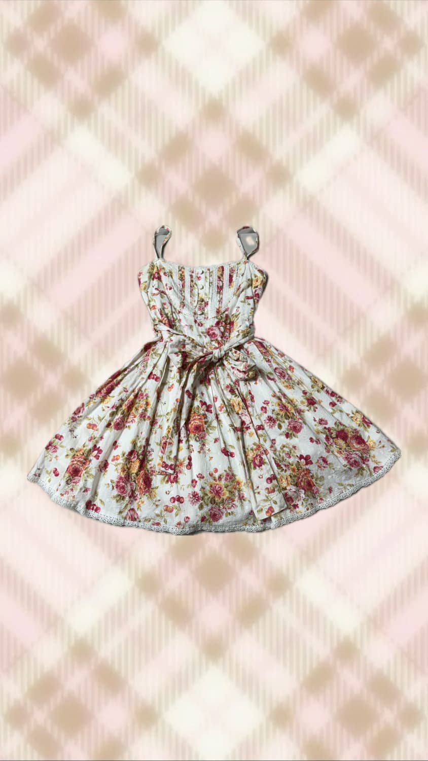 리즈리사 플로럴 리본 원피스 라떼 히메 카지 갸루 러블리 로걀 빈티지 상품이미지1