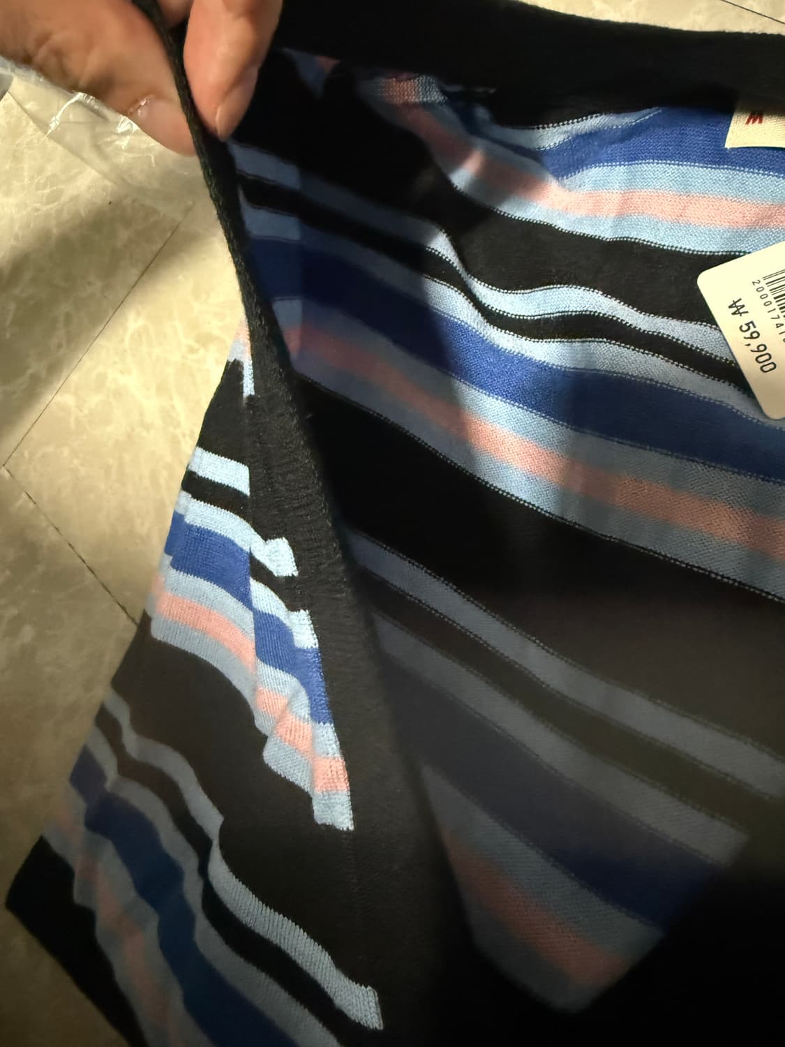 2XL사이즈 유니클로 마르니 메리노블렌드 스트라이 가디건 블루/브라운 상품이미지4