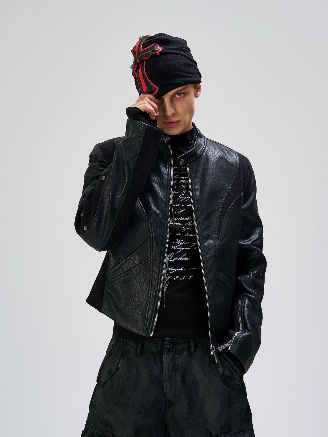 슬림핏 크롭 레더 자켓 상품이미지2