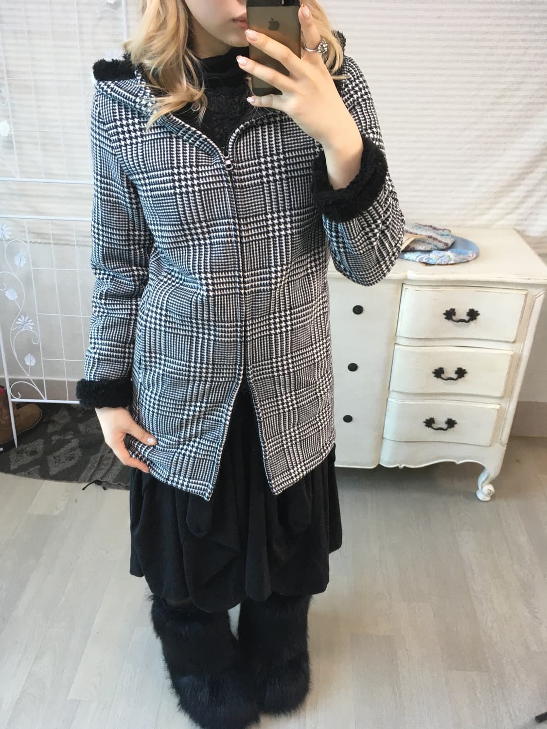 houndstooth checker mustang zip-up 상품이미지1