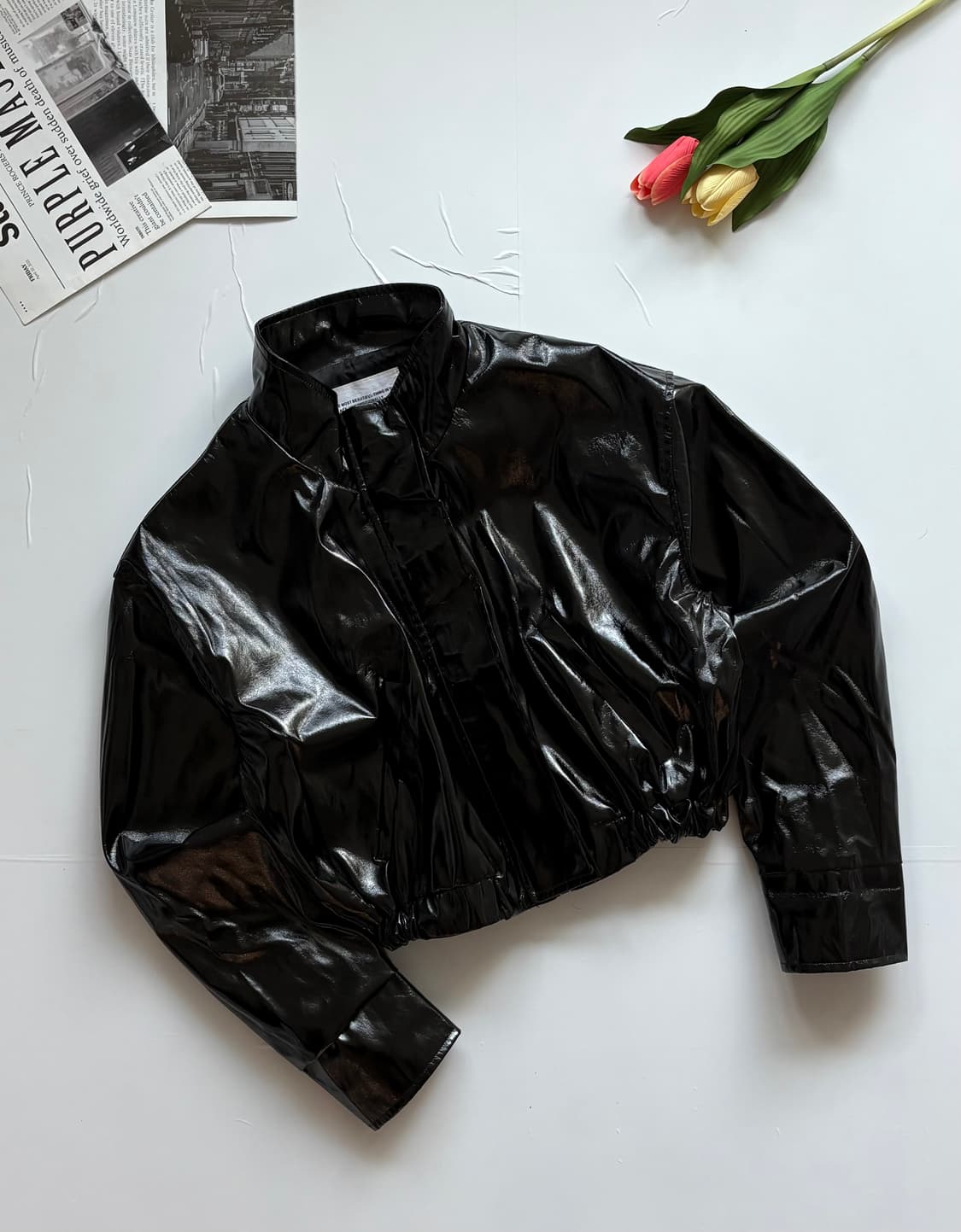 플레이스 스튜디오 크롭 유광 에나멜 자켓 상품이미지1