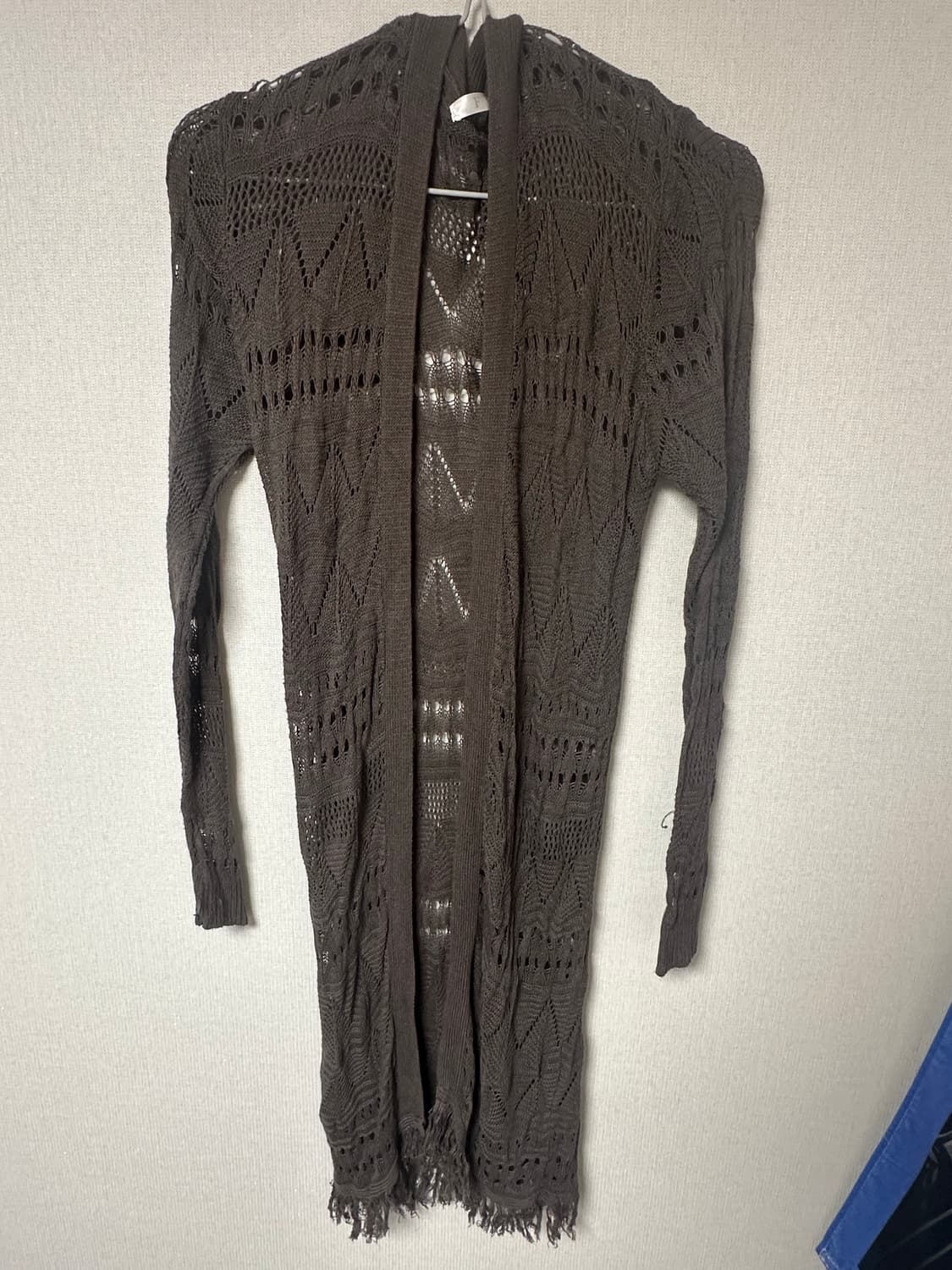 시스루 그물 브라운 초코 롱가디건 로브 빈티지 모리걸 y2k 상품이미지1