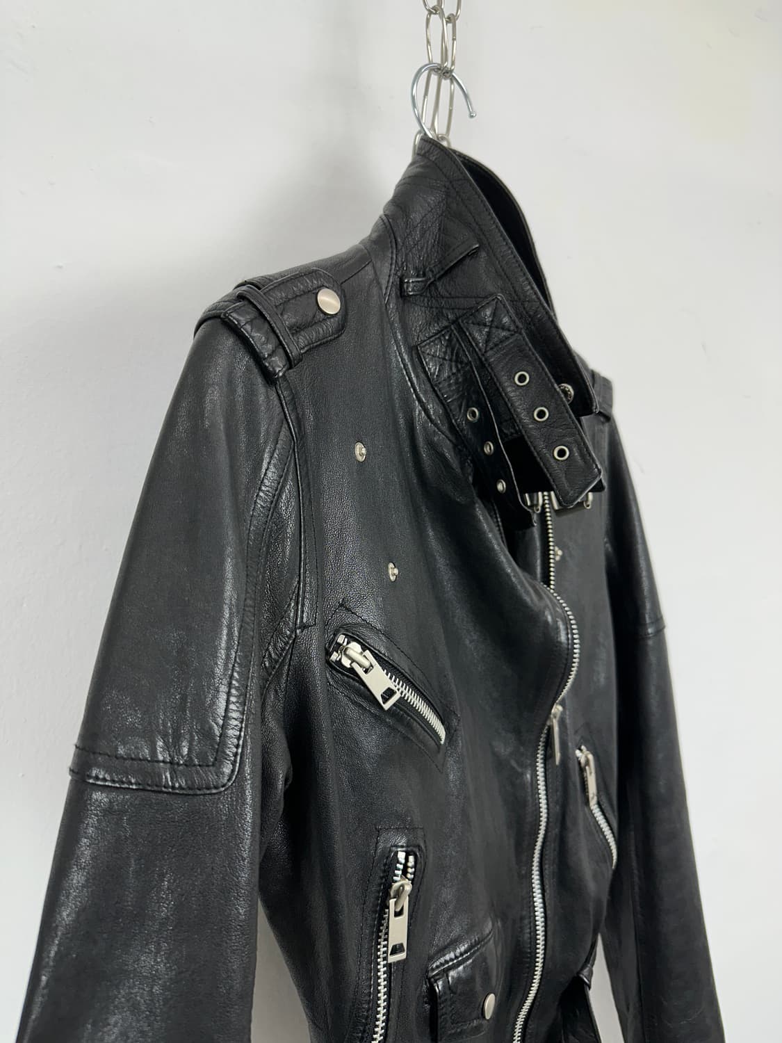 Belted 2-Way Lambskin Leather Jacket 상품이미지7