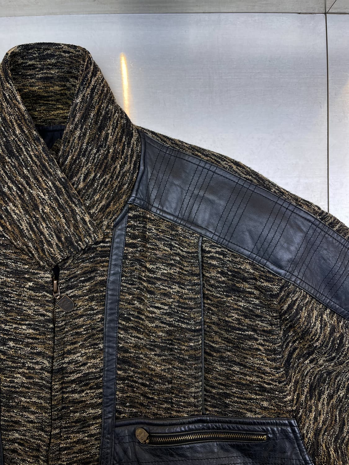 Umo 90s 울 레더 봄버 자켓 상품이미지5