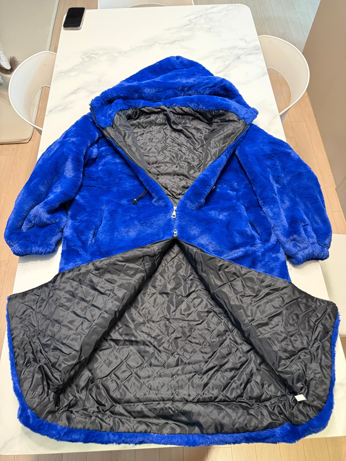 블루 퍼 코트 M 새상품 상품이미지8