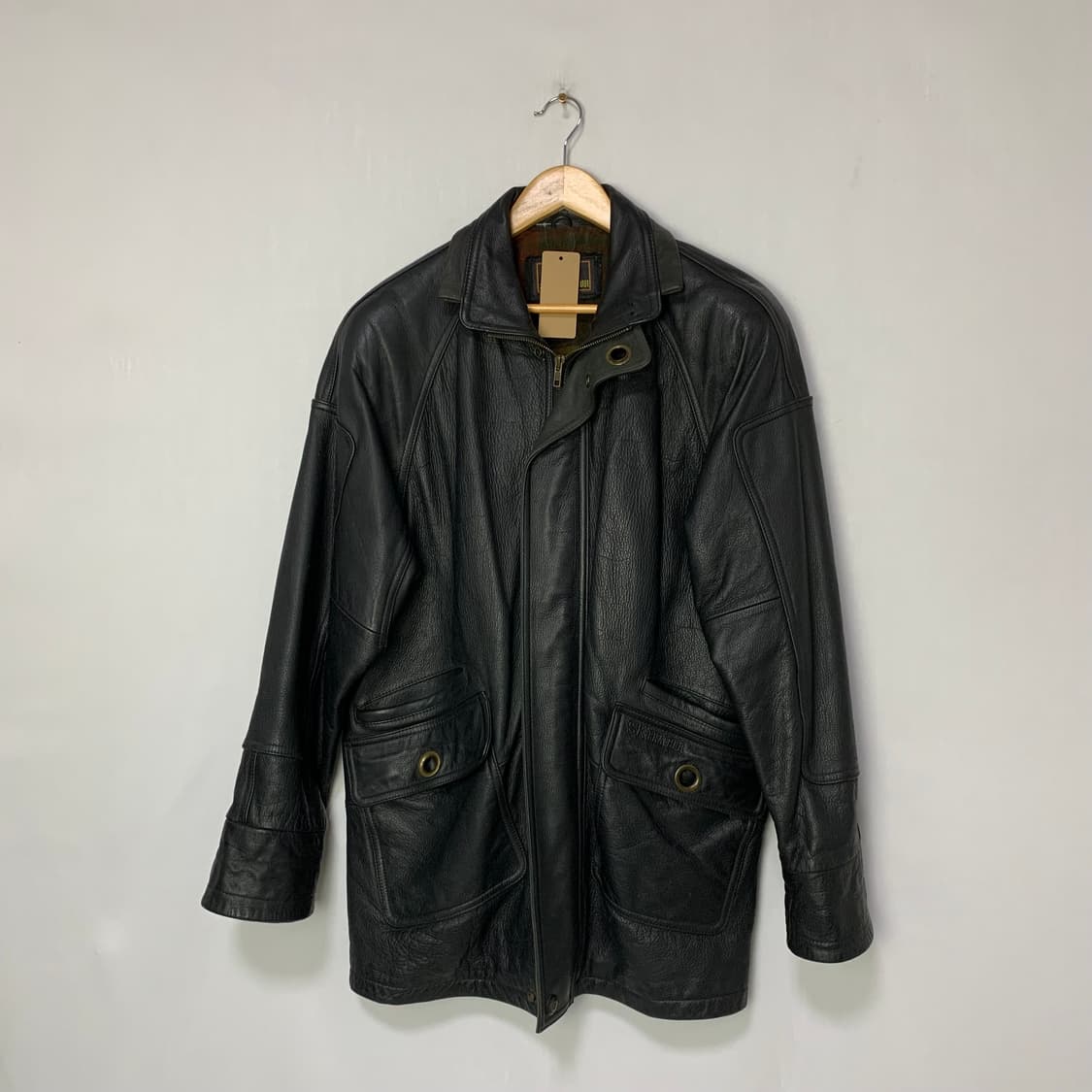 빈티지 리얼레더 소가죽 미디 코트 자켓 상품이미지1
