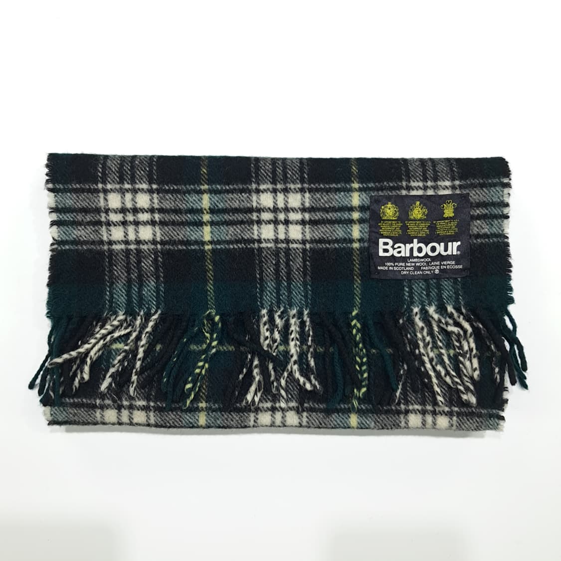 MX356 바버 베이지 다크그린 타탄체크 램스울 목도리 머플러 상품이미지6