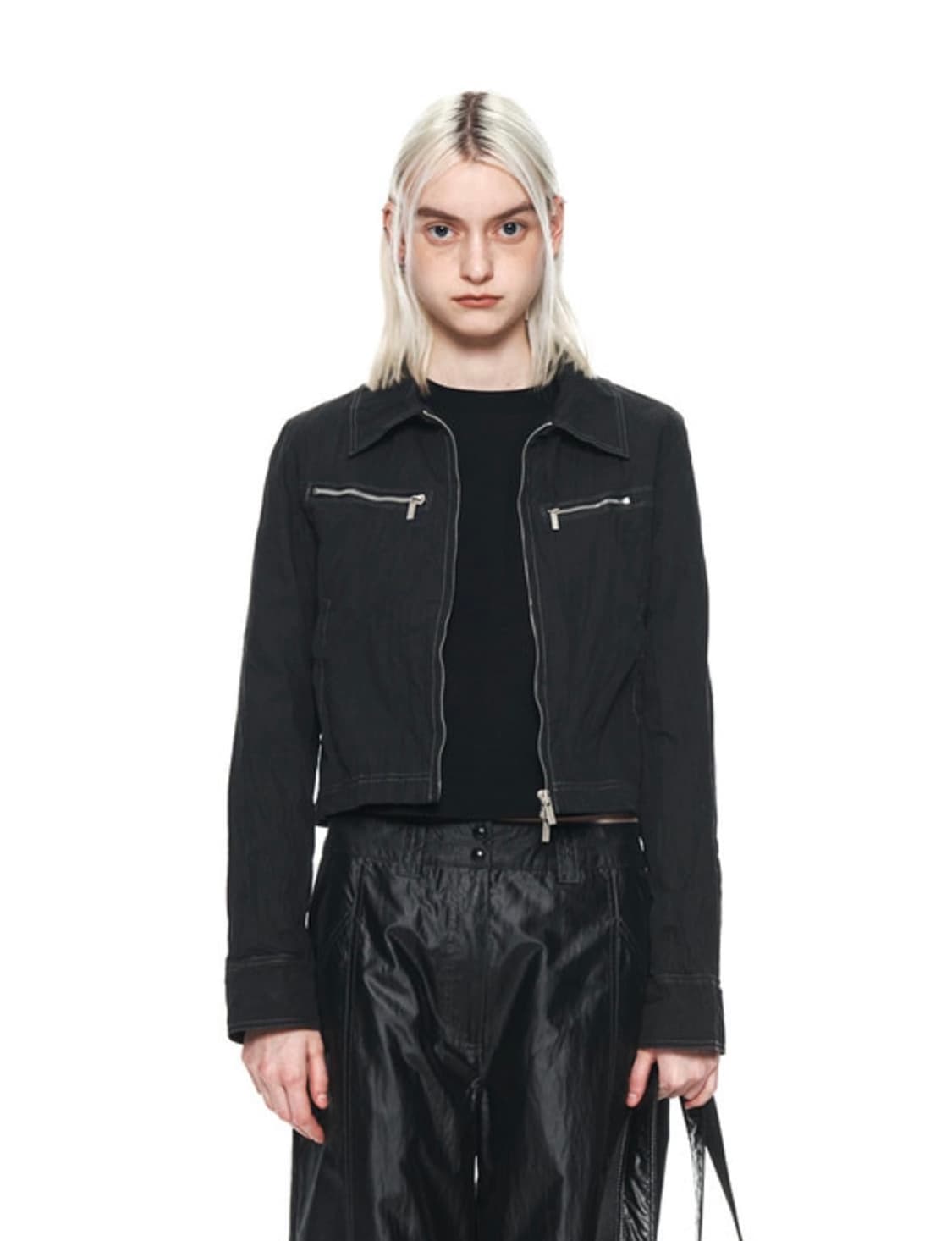 마뗑킴 크링클 크롭 점퍼 차콜 S 상품이미지7