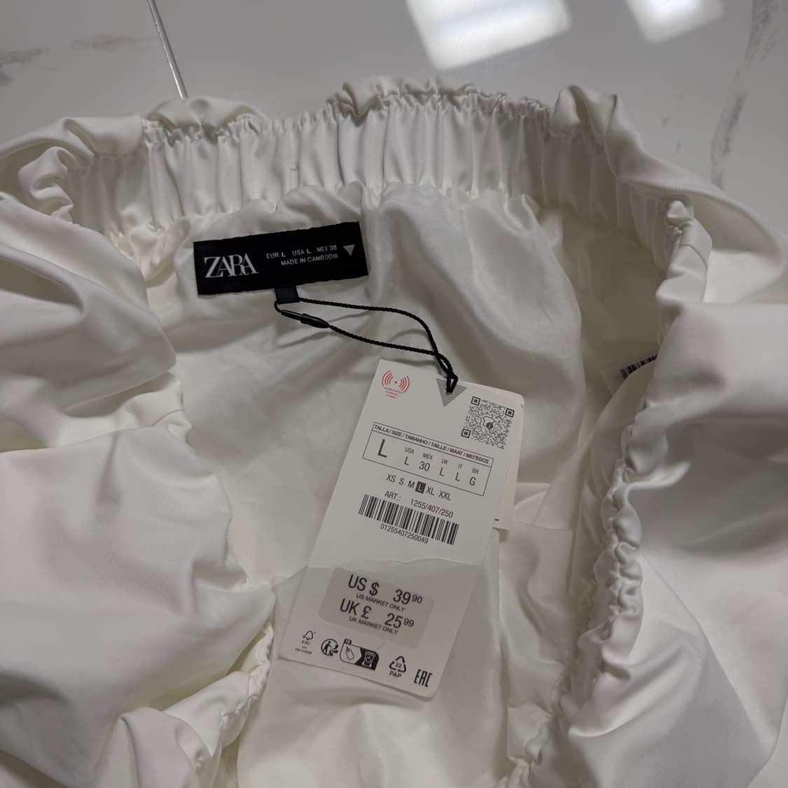 ZARA 자라 미니 벌룬 스커트 화이트 L (새상품) 상품이미지3