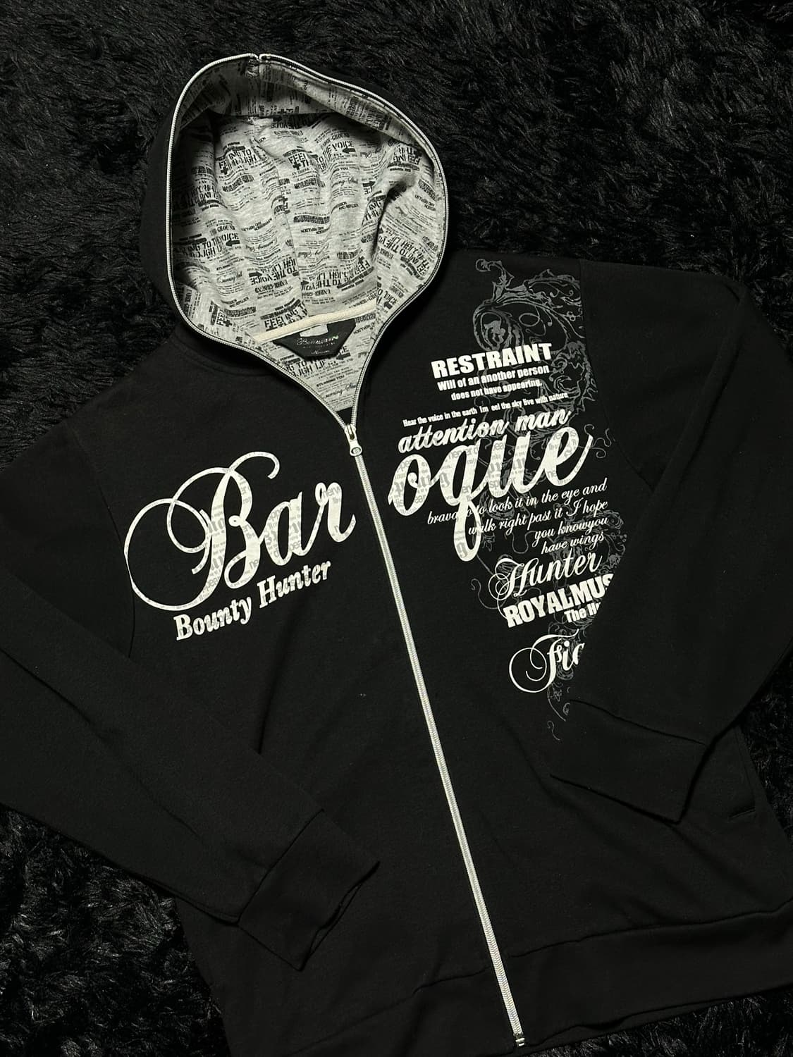 Set- Gray&Black Lettering Hooded Zip-Up 상품이미지3