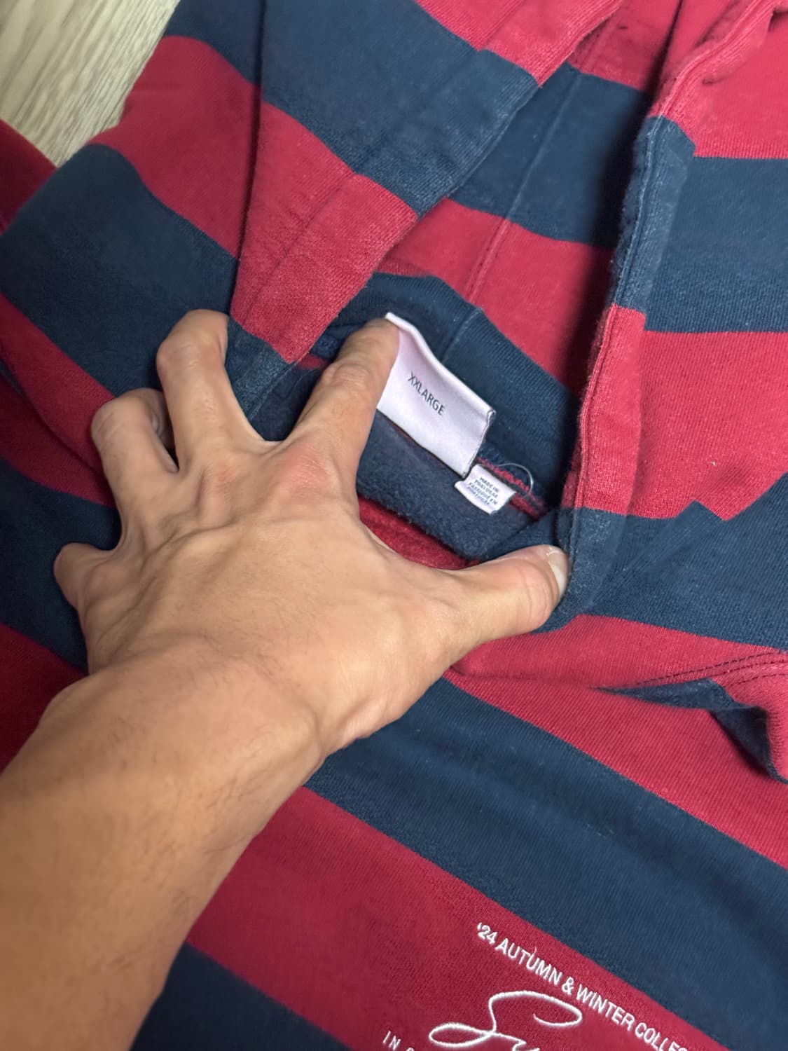 슈프림 마틴로즈 후드 스웨트셔츠 스트라이프 레드 네이비 상품이미지3